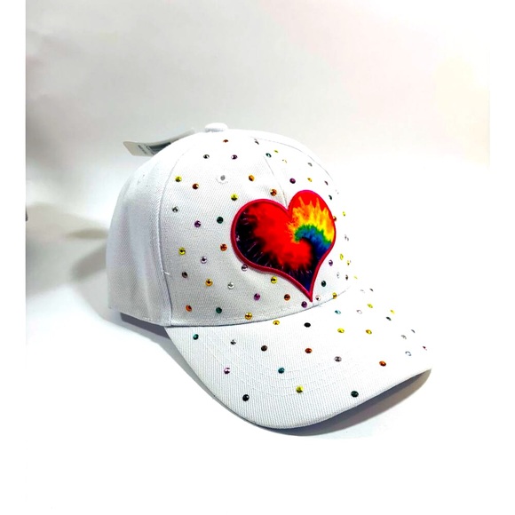 Handcrafted Rhinestone Bling Retro-Heart accent Streetwear HipHop style Cap Hat - Picture 6 of 9